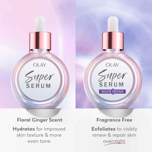 Olay Super Serum Night Repair, Fragrance-Free - Niacinamide, Peptide, Salicylic & Lactic Acid, Glycerin - 5-in-1 Skin Care Benefits - Hydrating, Evens Tone