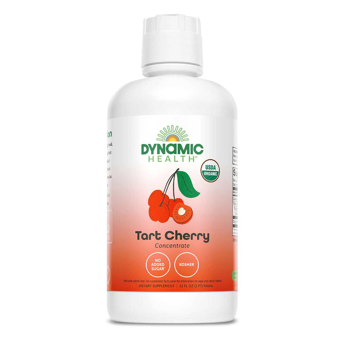 Dynamic Health Organic Tart Cherry Juice, Unsweetened 100% Juice Concentrate, Antioxidants Supplement, No Sweeteners or Additives, Vegan, Gluten Free, BPA Free (32oz)
