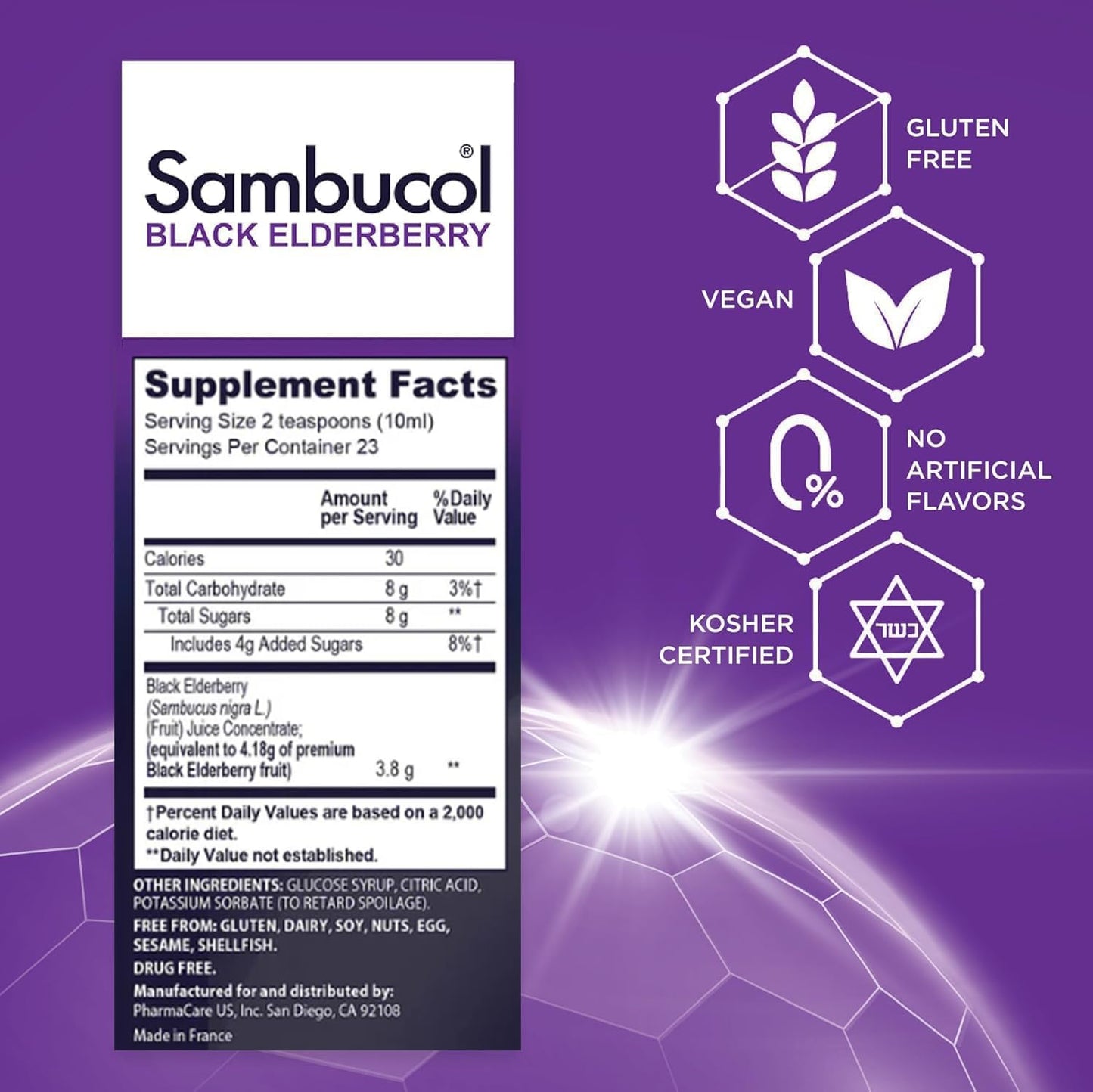 Sambucol Black Elderberry Syrup - Black Elderberry Liquid, Immune Support for Kids and Adults, High Antioxidants, Gluten Free