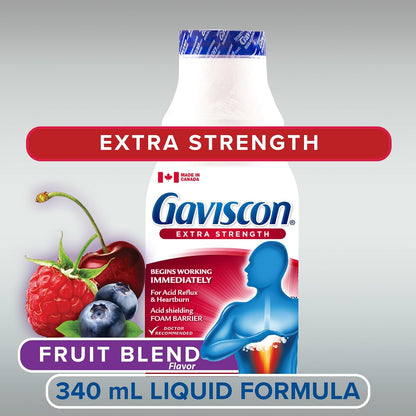 Gaviscon Gaviscon Extra Strength Liquid Fruit | Long-Lasting Acid Reflux and Heartburn Relief | 340ml 1 Count