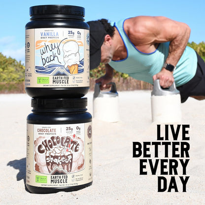 Earth Fed Muscle Whey Back Irish Grass Fed Whey Protein Isolate, Third-Party Certified. 25g Protein, Vanilla - Non-GMO, Hormone Free, Soy Free, Gluten Free - 2 LB, 29 Servings