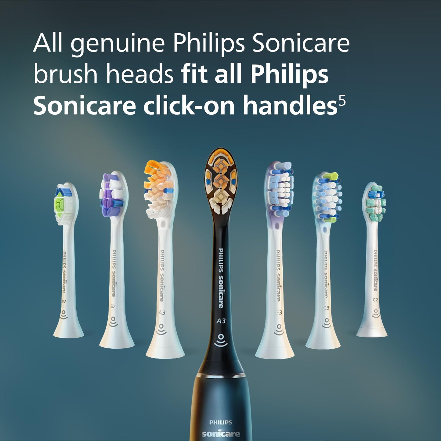 Philips Sonicare C3 Two-in-One - Genuine Replacement Electric Toothbrush Heads, White, 4 Pack One Year Supply, HX9044/65