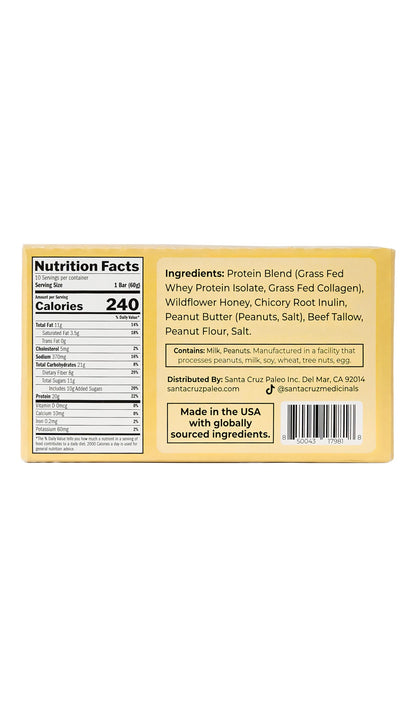 Santa Cruz Paleo Protein Bar – 20g Grass-Fed Whey & Collagen Protein – Wildflower Honey Sweetened, No Seed Oils, High Protein Snack Bar (Chocolate Flavor, Pack of 10)