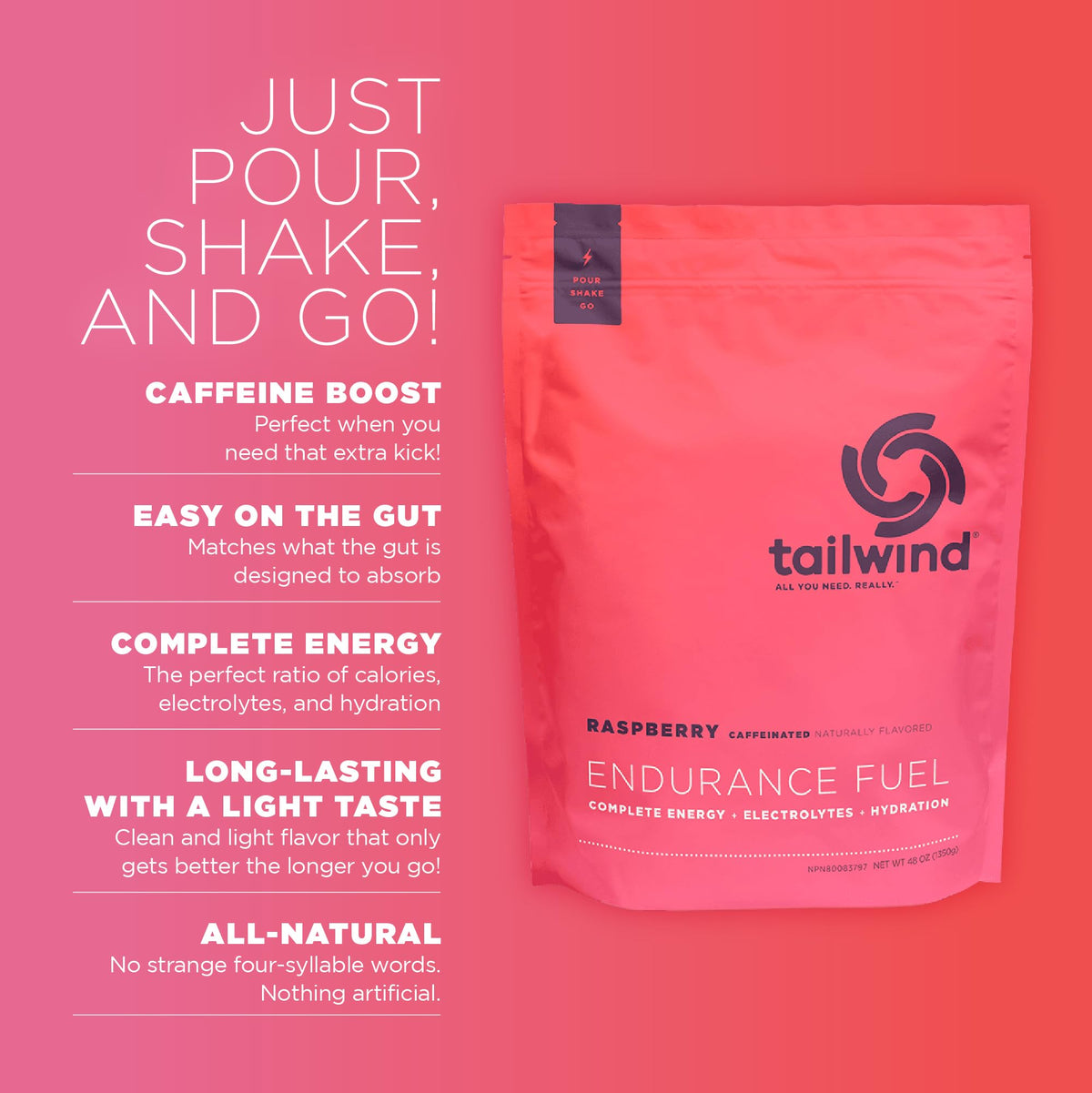 Tailwind Nutrition Endurance Fuel, Dauwaltermelon, 50-Serving Bag