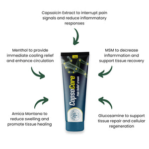 CapsaCare Cream with Capsaicin 0.125% & Magnesium, NeuroSoothe Blend with Arnica, Glucosamine, Menthol & Aloe, Fragrance Free, Non Greasy, Hydrating Topical Skin Cream for Men and Women, 100g (1 Pack) Bare WillowBuy Supplements Australia