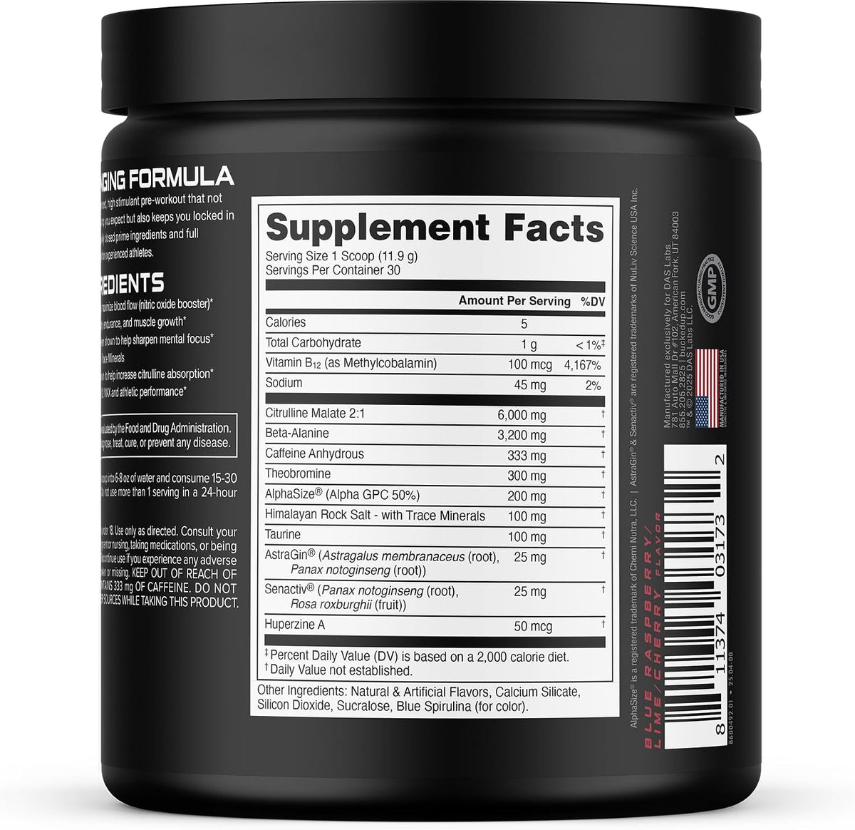 Bucked Up - Woke - HIGH STIM Pre Workout - Best Tasting - Focus Nootropic, Pump, Strength and Growth, 30 Servings (Rocket Pop)