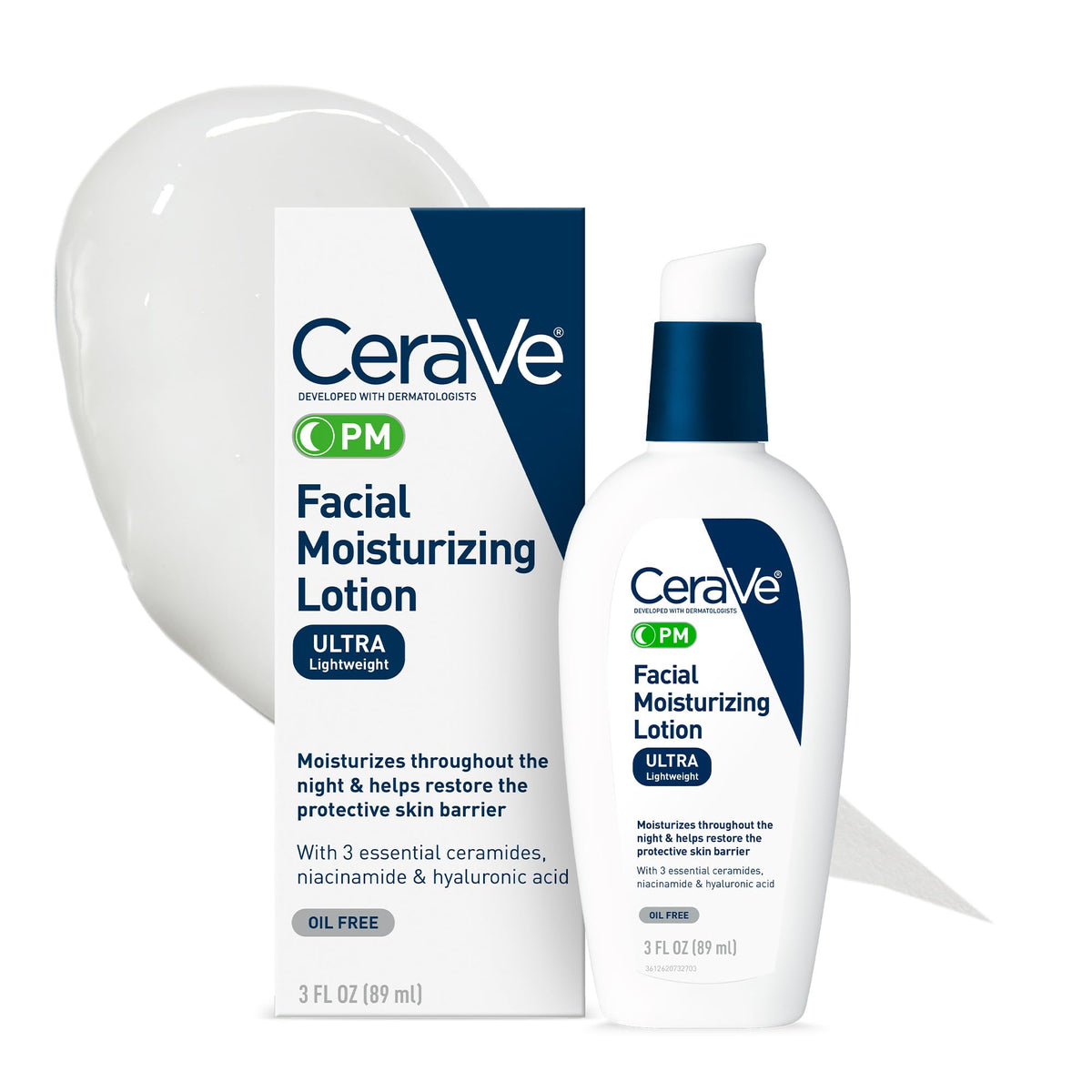 CeraVe PM Facial Moisturizing Lotion, Night Cream with Hyaluronic Acid and Niacinamide