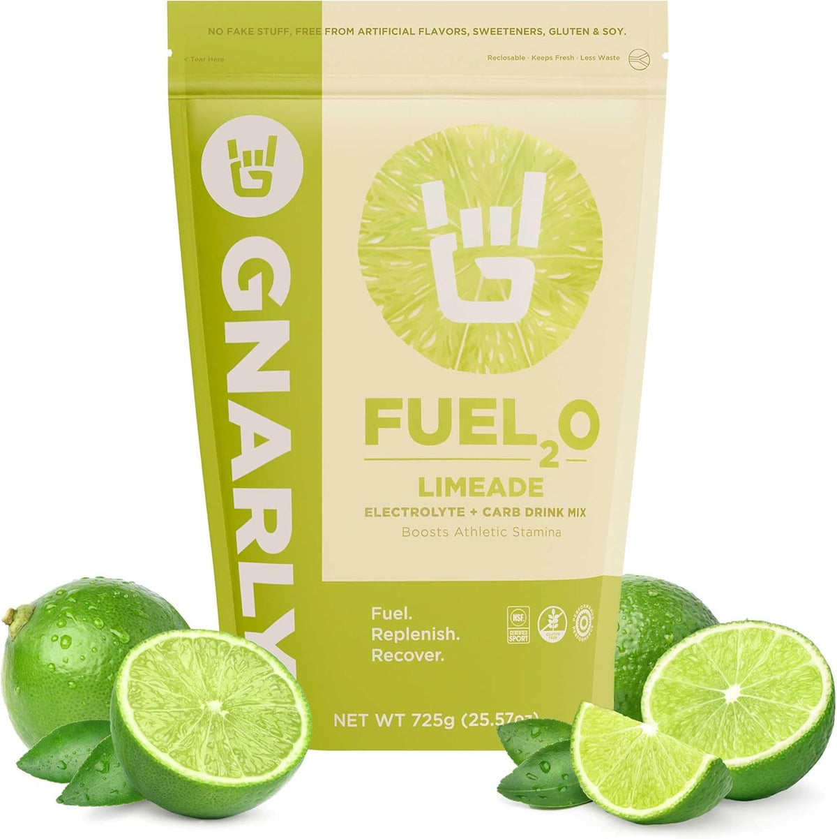 Gnarly Nutrition Fuel2O Electrolyte Powder, Limeade – NSF Sport Certified – Electrolyte Solution, Fuel, Replenishment, and Recovery – Fuel2O Endurance Nutrition – Limeade, 25.57 oz
