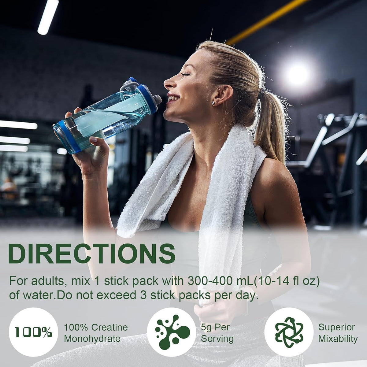 OMOGS Creatine Monohydrate + BCAA Powder, Supports Muscles, Energy, Strength, ATP Production & Endurance, for Women & Men, Keto, Vegan, Gluten-Free