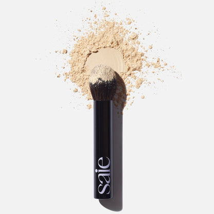 Saie Face Powder Duo, Medium - The Fluffy Brush, Soft, Multi-Use Targeted Powder Brush With Tapered Tip & Airset Radiant Loose Setting Powder, Translucent Medium (0.14 oz) - Vegan, Cruelty-Fee SaieBuy Supplements Australia