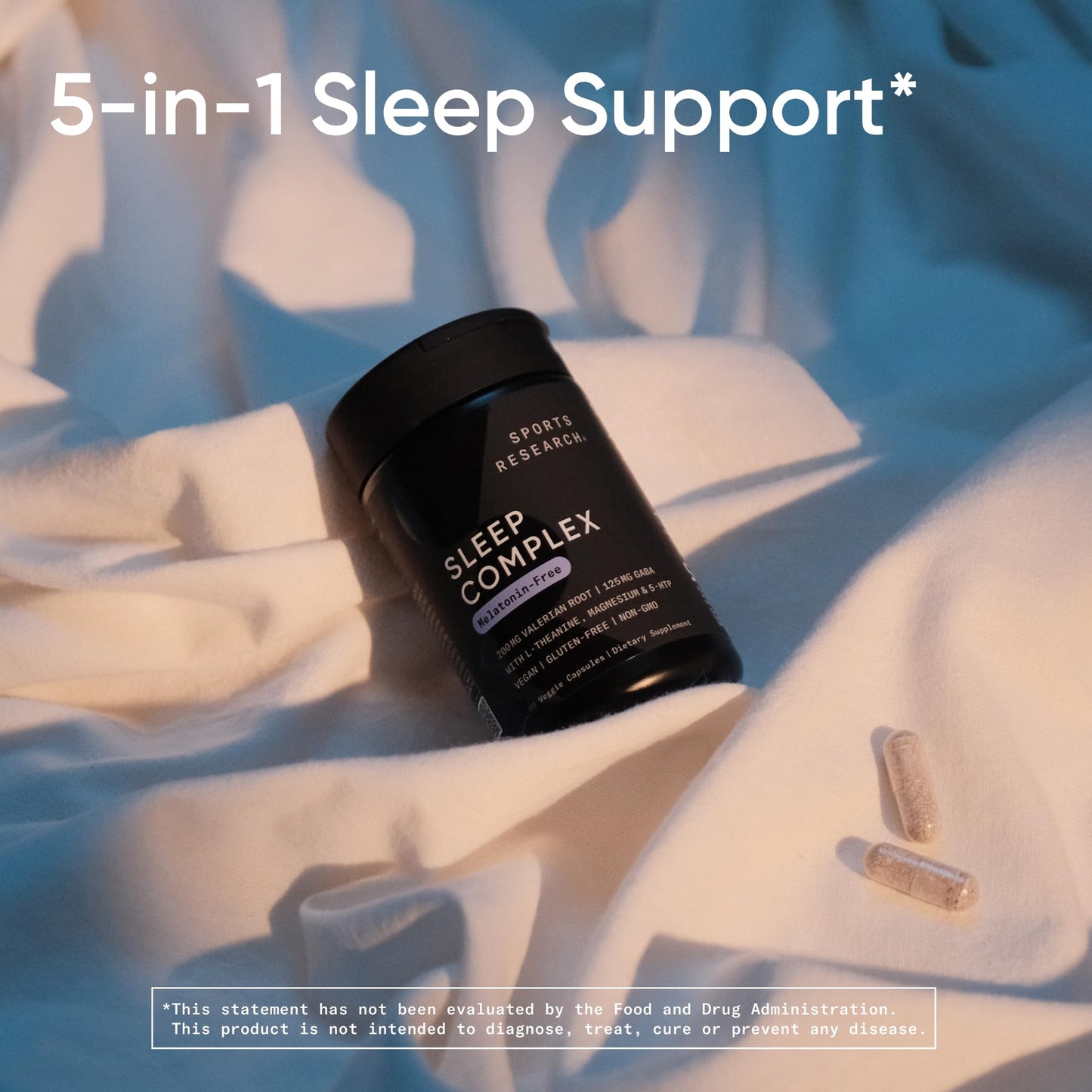 Sports Research® Sleep Complex- Melatonin-Free Vegan Capsules - with Valerian Root, GABA, L-Theanine, Magnesium & 5-HTP - 30 Servings Sports Research buy supplements Au