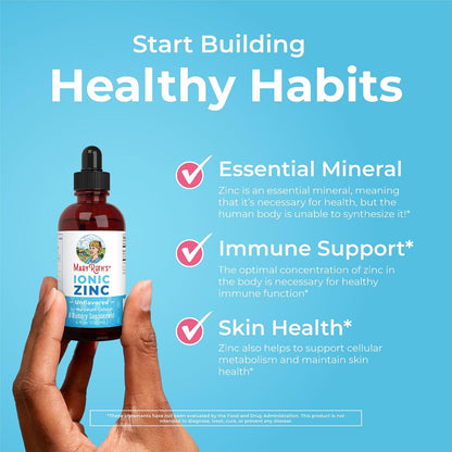 MaryRuth Organics Zinc Supplement for Immune Support, Immune Support Supplement for Kids, Ages 4-13, Zinc Sulfate, Vegan, USDA Organic, Glycerin Based, 2 Fl Oz