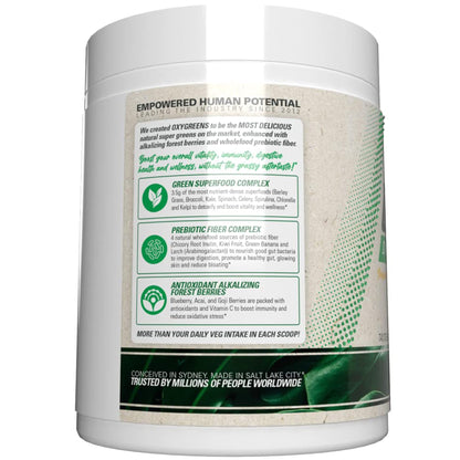 EHP Labs OxyGreens Super Greens Powder with Spirulina & Chlorella, Prebiotic Fiber, Probiotics & Digestive Enzymes – Antioxidant Green Superfood Supplement - 15 Serves (Pineapple)