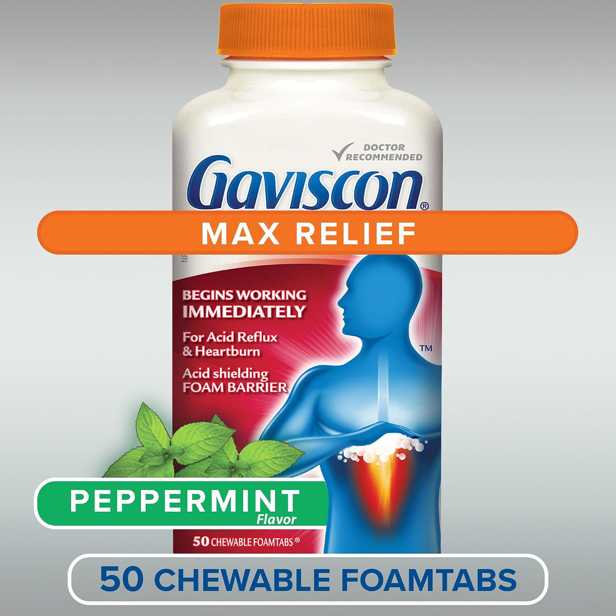 Gaviscon Max Peppermint Tablet, 50 Count