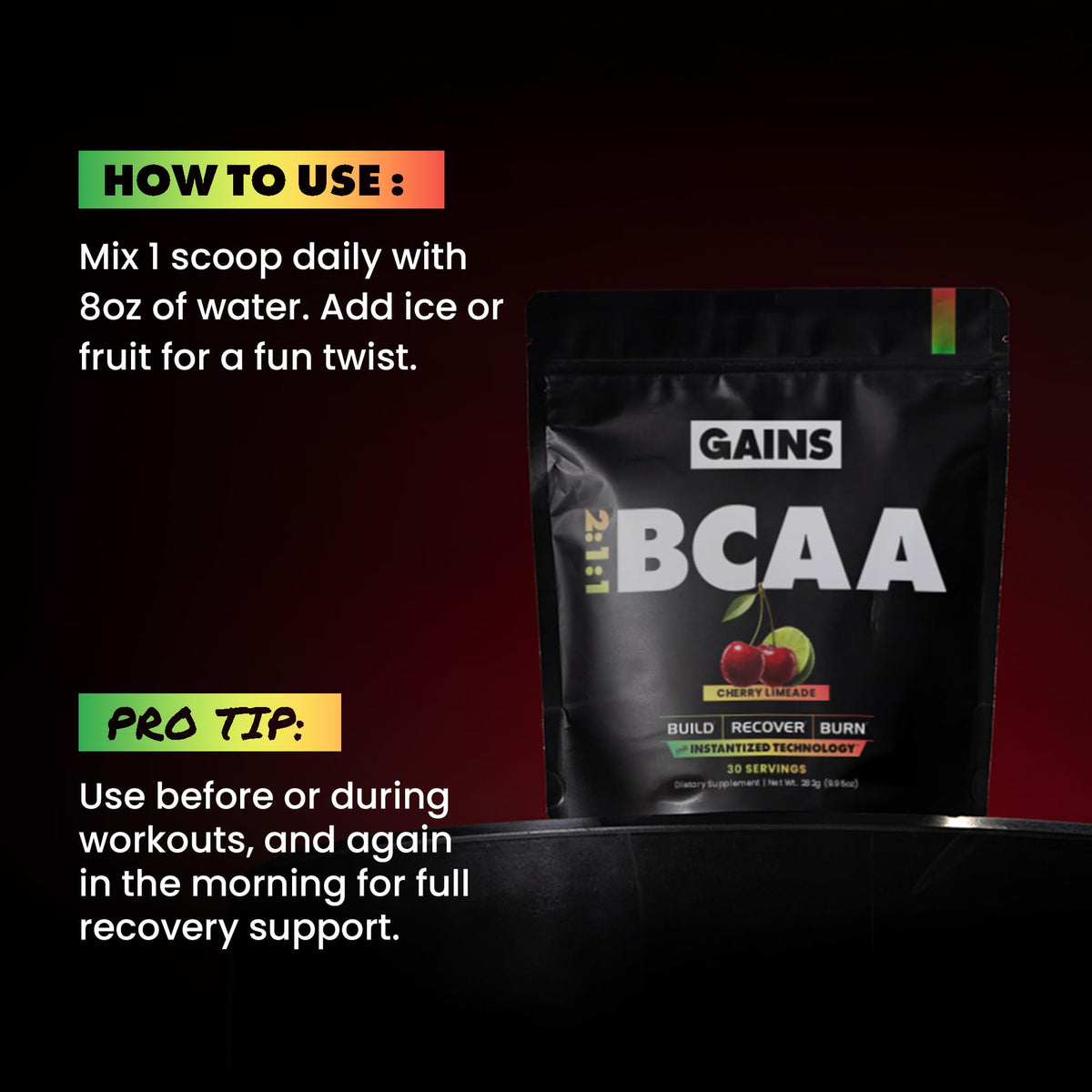 Gains in Bulk BCAA Powder, Amino Acids, Unflavored, 30 Servings