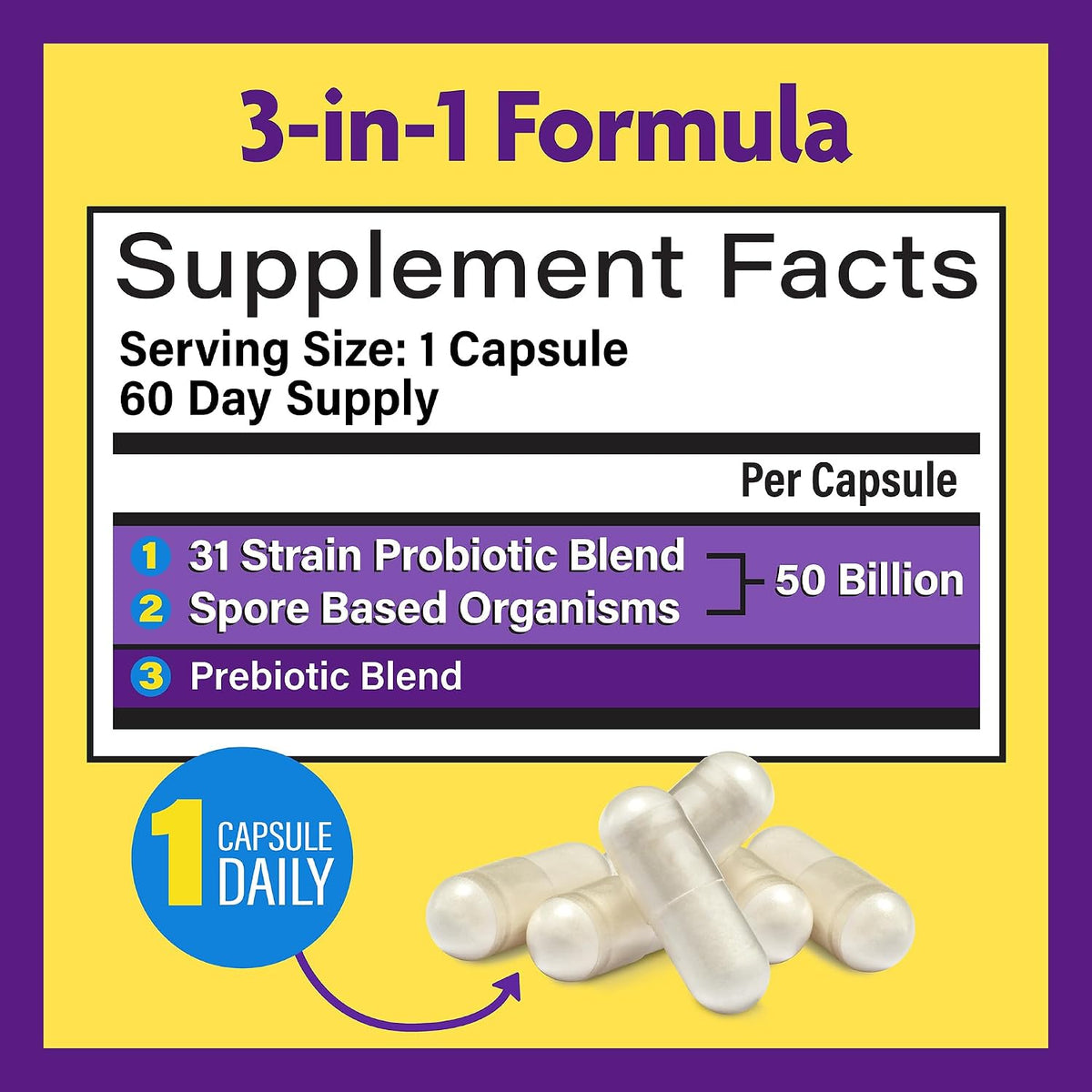 InnovixLabs Multi Strain Probiotics for Women & Men, 50 Billion CFU, 31 Probiotic Strains + Prebiotic Fiber, Helps Supports Immune & Gut Health, Non-GMO Probiotics for Digestive Health, 60-Day Supply