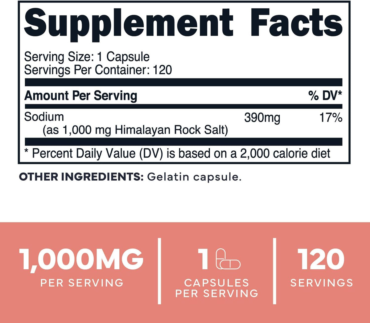 Type Zero Himalayan Rock Salt Capsules (1,000mg) 120 Capsules | GMO-Free, Keto-Friendly