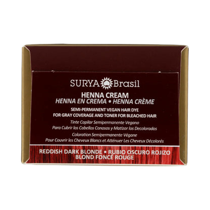 Surya Brasil - Reddish Dark Blonde Semi Permanent Henna Cream for Gray Hair Coverage and Deep Conditioning, 2.37 oz / 70 ml