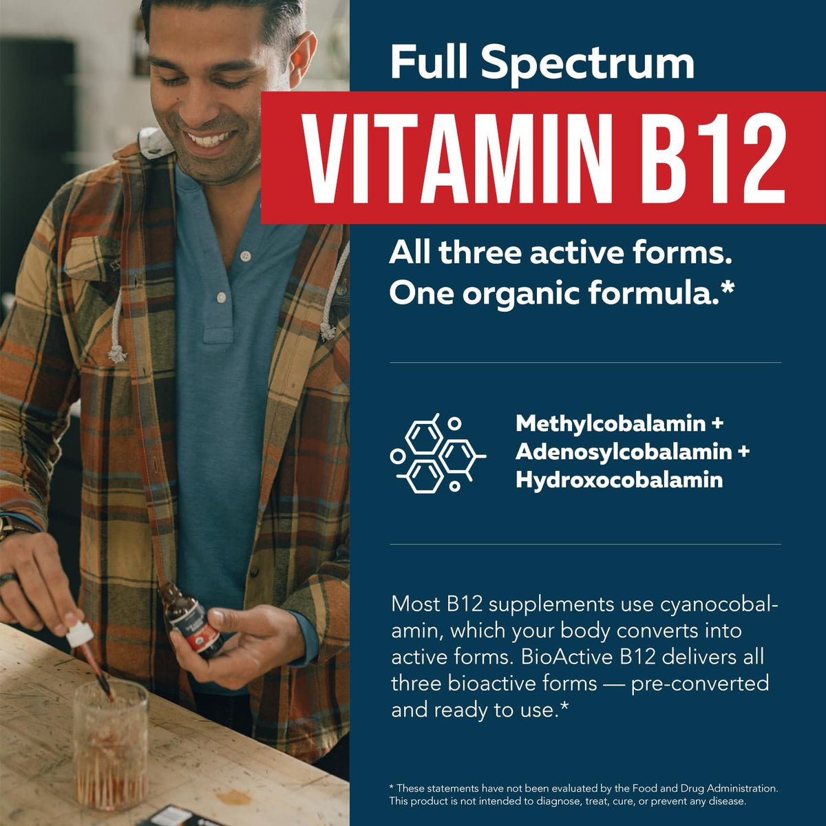 BioActive Vitamin B12 - 5000 mcg, Contains 3 BioActive Forms Methylfolate Cofactor - Methyl B12, Adenosyl B12 & Hydroxy B12 | Supports Energy, Metabolism & Mood | Vegan, Non-GMO (60 Servings)