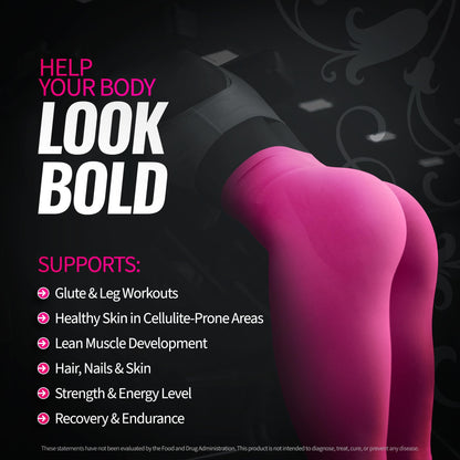 Bold Buns Creatine for Women – Booty Builder Supplement with Collagen & BCAA – Supports Muscle Development, Post-Workout Recovery, Skin Elasticity