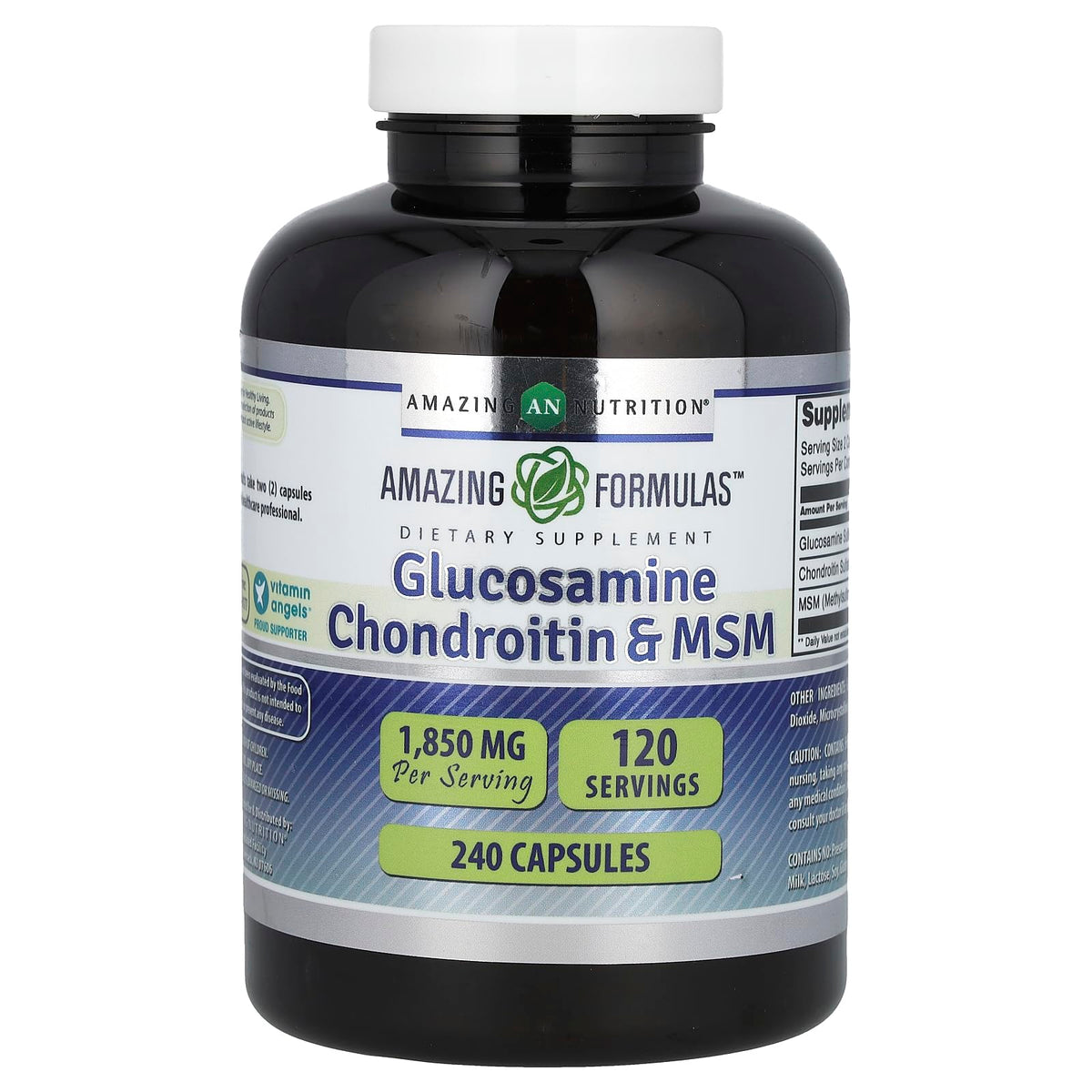 Amazing Formulas Glucosamine Chondroitin & MSM Supplement | 1850 Mg per Serving | 240 Capsules | Non-GMO | Gluten-Free | Made in USA