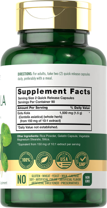 Carlyle Gotu Kola Capsules | 180 Count | Non-GMO, Gluten Free | Traditional Herb Extract