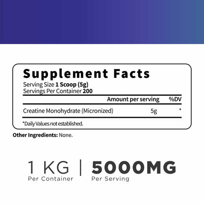 Type Zero Creatine Monohydrate Powder (Unflavored) 500 Grams, Micronized | 5000mg Per Serving, Zero Sugar, Keto Friendly & Gluten-Free, 100 Servings