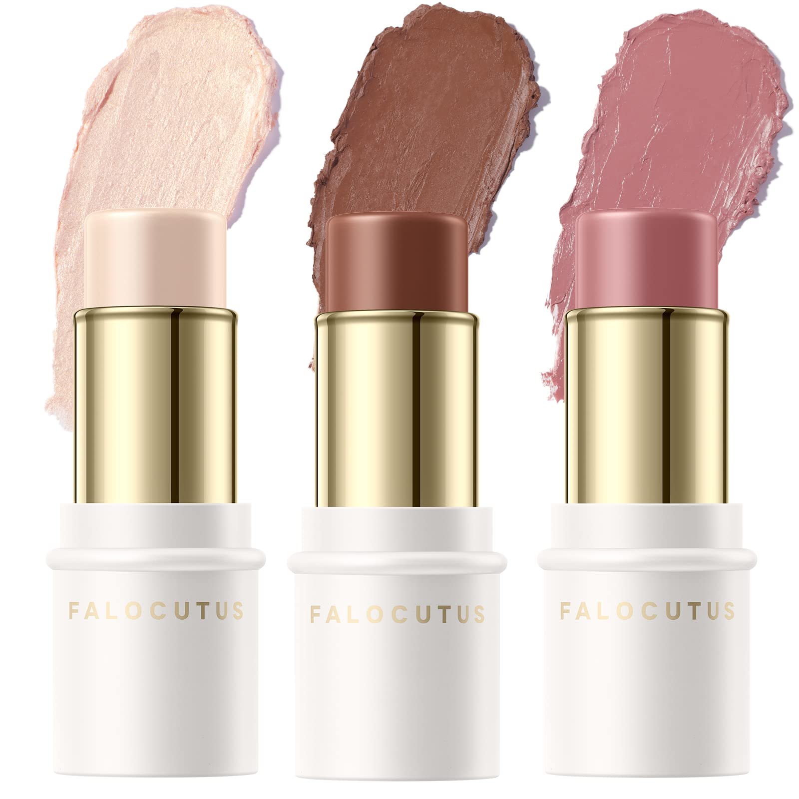 FALOCUTUS 3 Pcs NEUTRAL Contour Stick Set,Cream Blush & Highlighter Bronzer Pen,Long Lasting & Smooth Natural Face Contouring Illuminator,Professional Makeup Kit for All Skin FalocutusBuy Supplements Australia