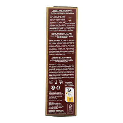Surya Brasil - Henna Cream, Semi-Permanent Golden Brown Hair Color Treatment for Gray Coverage, Deep Conditioning Hair Dye, 2.37 oz / 70 ml
