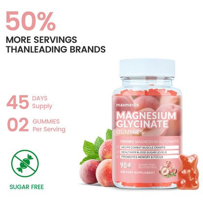 Magnesium Glycinate Gummies 1000mg, Sugar Free Magnesium Potassium Supplements Chewable for Adults with L-Threonate for Sleep