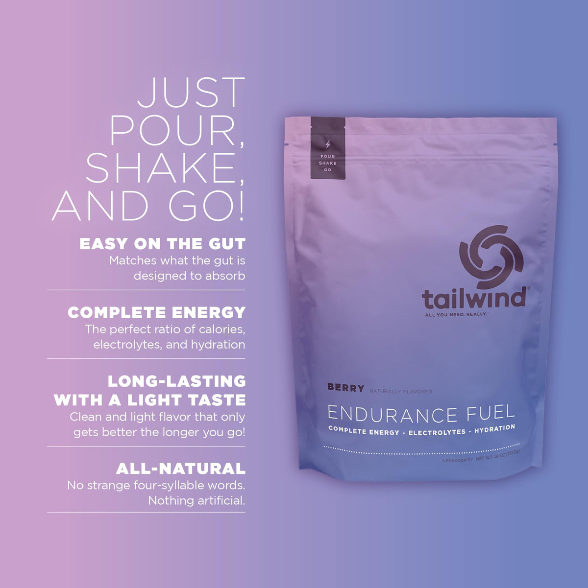 Tailwind Nutrition Endurance Fuel, Dauwaltermelon, 50-Serving Bag