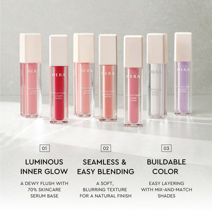 HERA Reflection Liquid Blush #360 Cherry Bomb 7.5g – Glass Skin Glow, Hydrating Serum Formula with 70% Skincare Ingredients, Buildable Radiance, Sheer Color, Korean Makeup