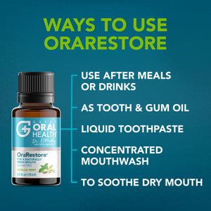 Suplement ​OraRestore Bad Breath Treatment for Adults Halitosis: Dentist Formulated Oral Rinse Concentrate Tooth Oil Liquid Toothpaste, Fresh Breath Mouthwash for Dry Mouth - VelvetGlow USA