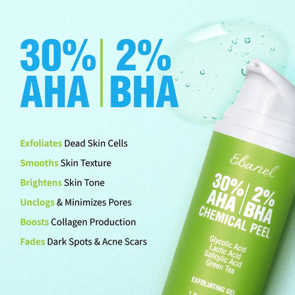 Ebanel Bundle of Gentle Exfoliating Face Scrub Peeling Gel and 30% AHA 2% BHA Chemical Peel Exfoliant Gel