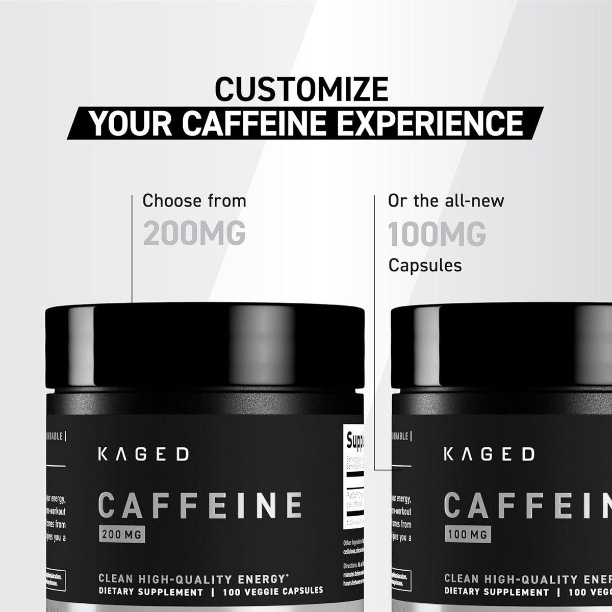Kaged Caffeine Pills | Unflavored | 100 mg PurCaf Caffeine | Energy Boost, Coffee Replacement Pills | No Jitters | Supplements for Men & Women | 100 Servings