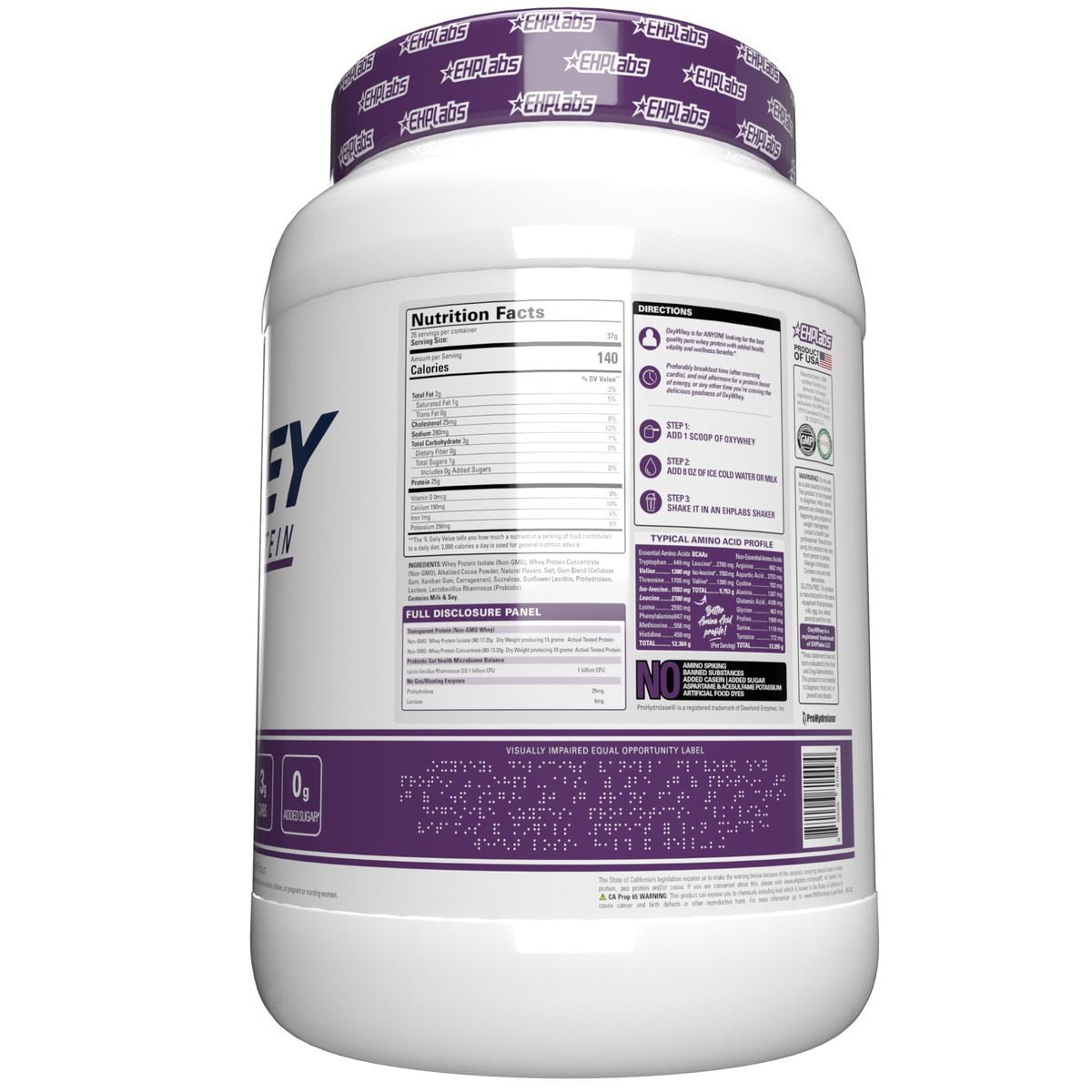 EHP Labs OxyWhey Whey Protein Isolate – 25g High Protein, Low Carb, Sugar Free Meal Replacement – Lean Whey Powder for Muscle Recovery – Non-GMO, Gluten Free – 25 Serves – Vanilla Ice Cream