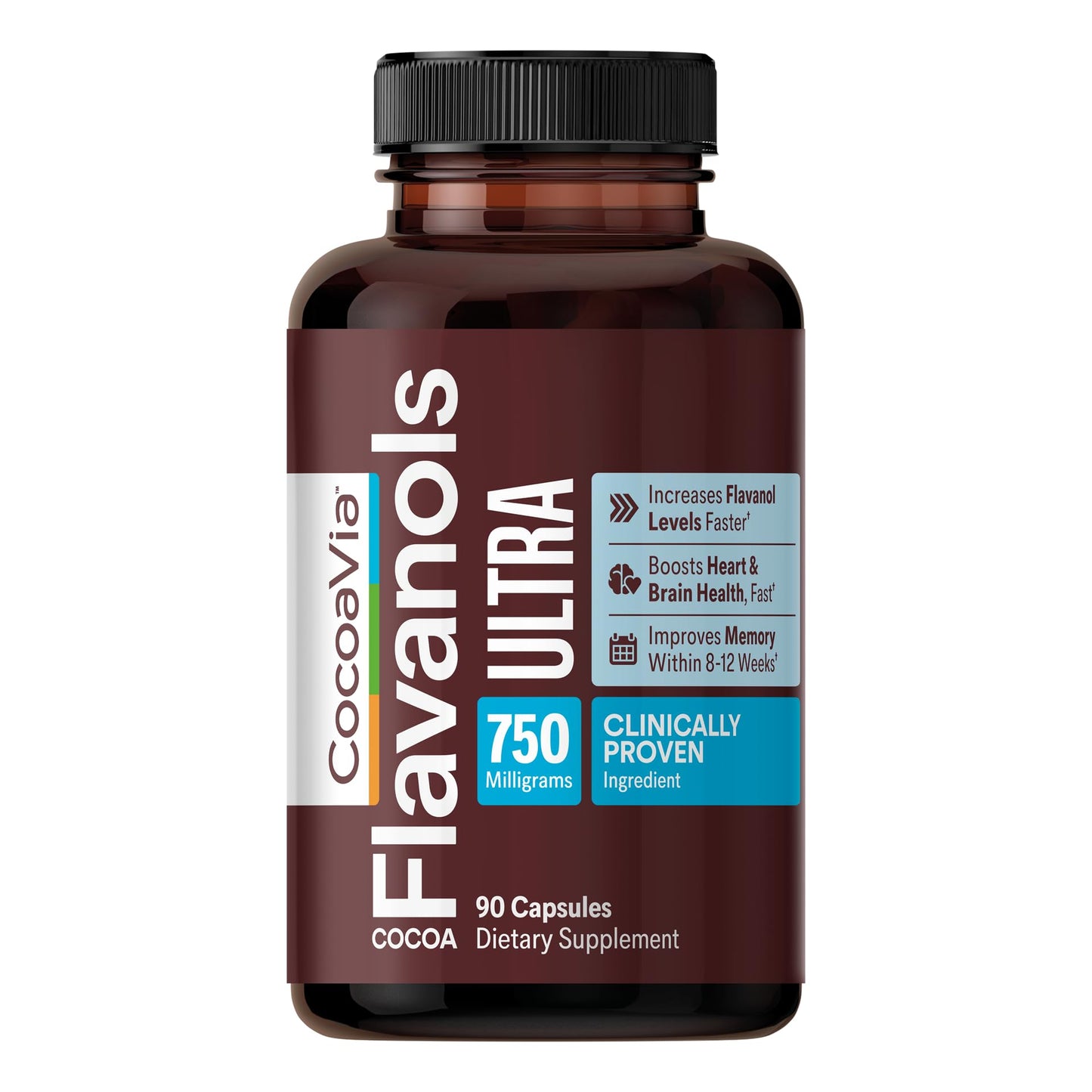 CocoaVia Ultra 750mg Cocoa Flavanols – Heart & Brain Support, Memory & Blood Circulation Booster, High Flavanol Cocoa for Nitric Oxide, Energy & Oxygen Boost