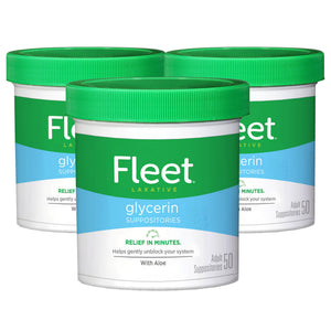 Fleet Glycerin Suppositories for Constipation Relief, Fast and Effective Stimulant-Free Laxative with Aloe Vera, 50 Count Jar, Pack of 3 Fleet buy supplements Au