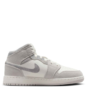 Air Jordan 1 Mid SE Big Kids' Shoes (FQ8088-002, Neutral Grey/Sail/Smoke Grey) Size 6.5