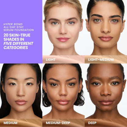 Wonderskin Hyper Bond All-Day Stay Serum Foundation – Waterproof, Transfer-Proof, 24HR Longwear Face Makeup with Niacinamide & Hyaluronic Acid – Lightweight, Natural Finish (Aura)