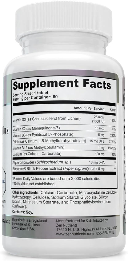 L-Methylfolate 15 mg Liposomal Matrix - Active 5-MTHF with Methylcobalamin (B12), B9, Omega 3, D3 + K2 - Methyl Folate Supplement Supports Mood, Methylation, Cognition, Vegan, 60 Tablets/Servings