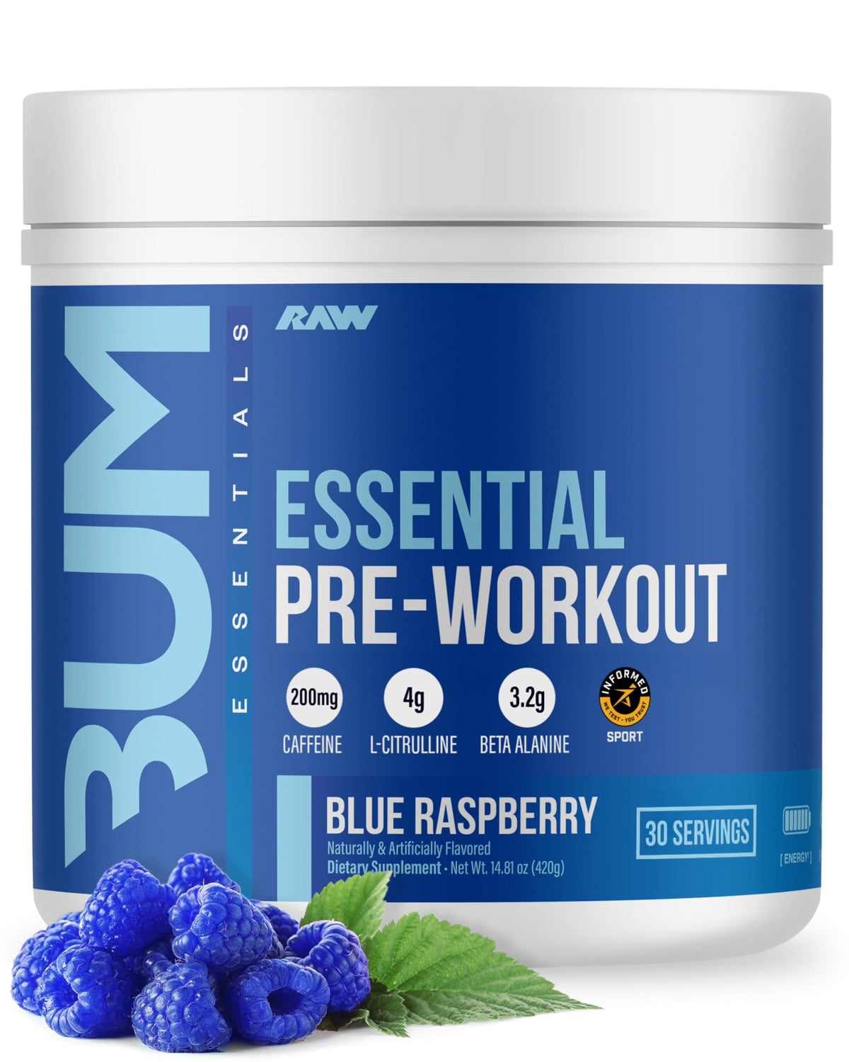 Suplement ​RAW Nutrition - Essential Pre - Chris Bumstead Pre Workout Formula, Sports Nutrition Pre-Workout Powders | Men & Womens Drink, Energy Powder - VelvetGlow USA