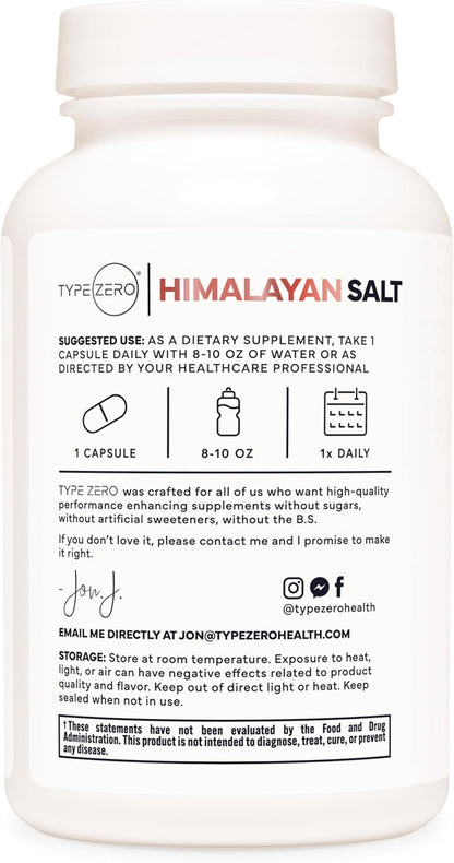 Type Zero Himalayan Rock Salt Capsules (1,000mg) 120 Capsules | GMO-Free, Keto-Friendly