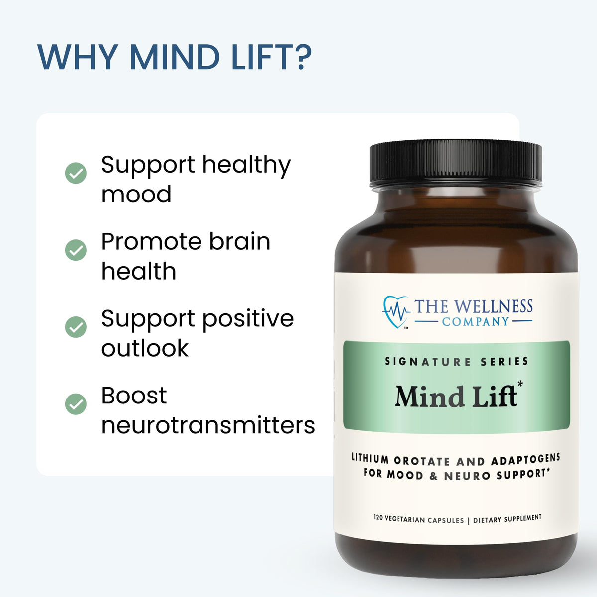 Mind Lift – Lithium, Ashwagandha, DHA & GABA for Mood & Stress, 120ct