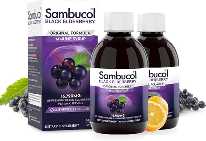 Sambucol Black Elderberry Syrup - Black Elderberry Liquid, Immune Support for Kids and Adults, High Antioxidants, Gluten Free