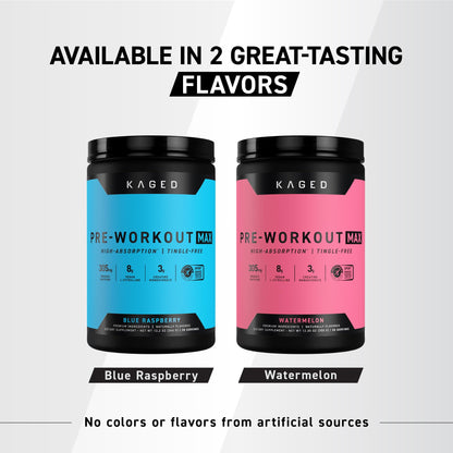 Kaged Pre Workout MAX Powder | Blue Raspberry | Tingle Free, High Stim Pre-Workout | 305 mg Caffeine, Creatine, L-Citrulline | MAXCatalyst for Absorption | Supplements for Men & Women | 20 Servings