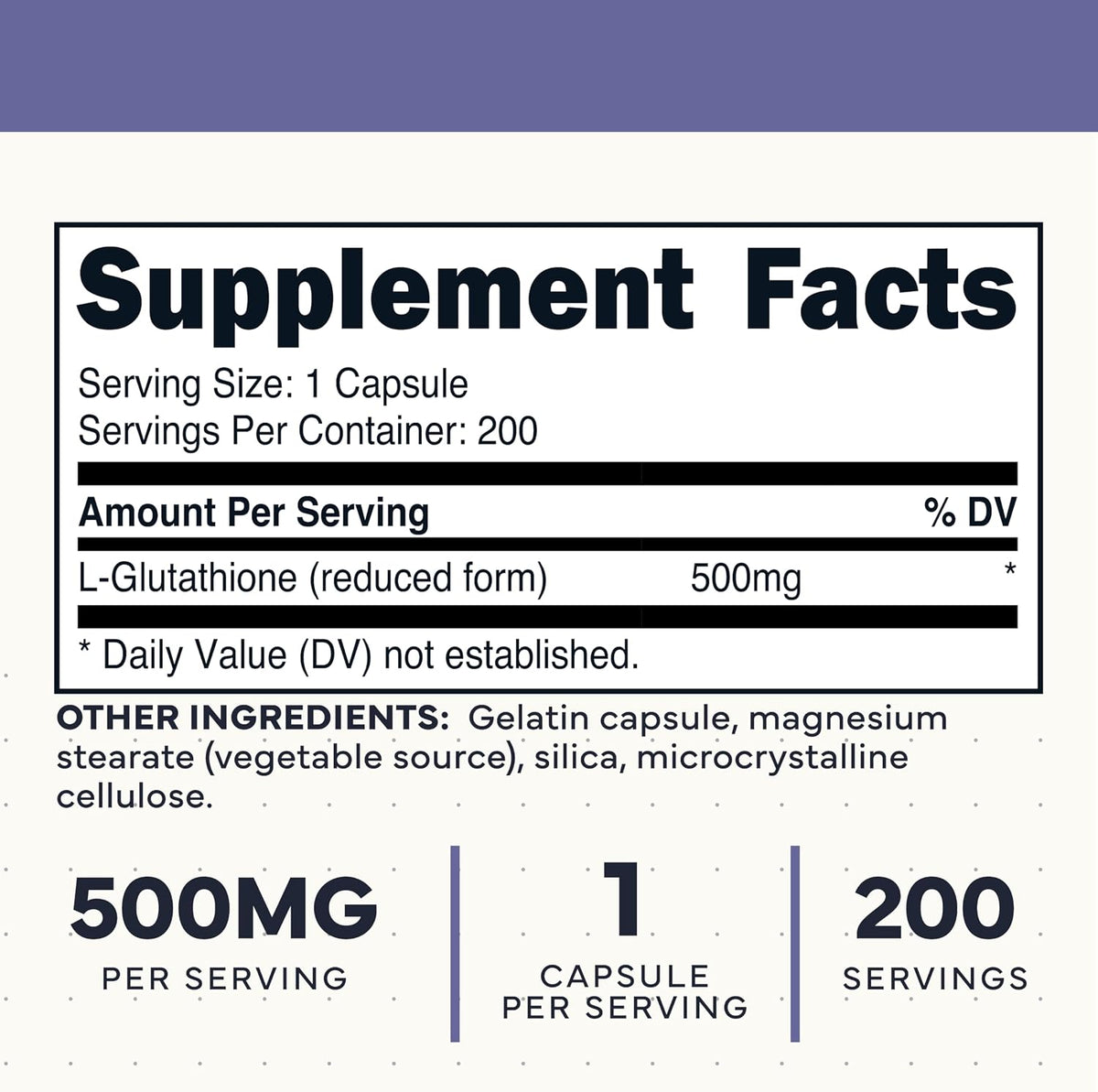Type Zero Clean Glutathione (500mg) 200 Capsules, Reduced Form, Gluten-Free | GMO-Free