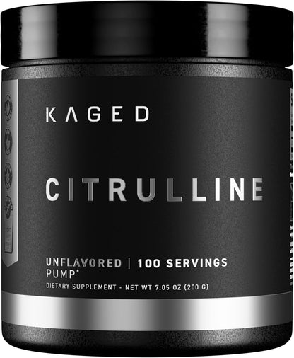 Kaged L-Citrulline Powder | Nitric Oxide Booster | Enhanced Pumps | Improve Muscle Vascularity | Supplements for Men & Women | Unflavored | 100 Servings