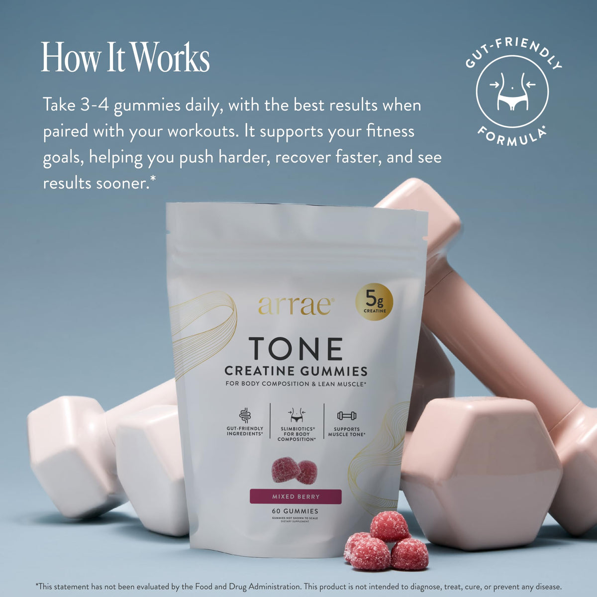 Creatine Gummies for Women, Muscle & Strength, No Bloat, Mixed Berry, 90 ct