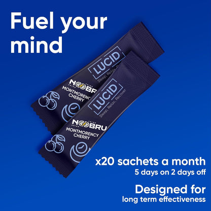 Noobru Lucid Nootropic Sleep Powder Drink for Deep Quality Dream Sleep with Magnesium, Ashwagandha, Valerian, Lemon Balm and Vitamin D for Deep, Quality Sleep, Stress and Restoration.